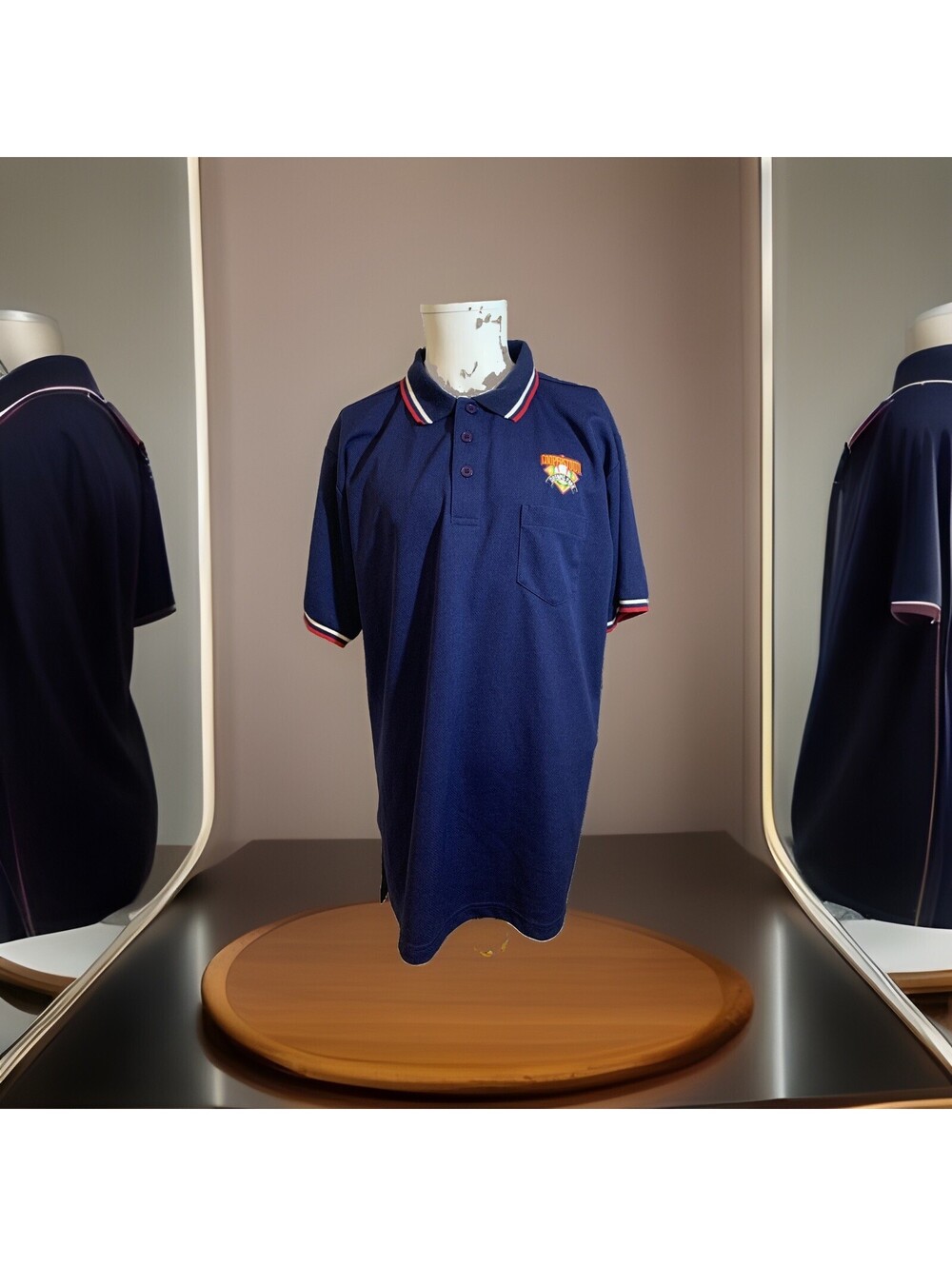Coopers Town Baseball Dreams Park New York Golfing Blue Polo Shirt Sz L
